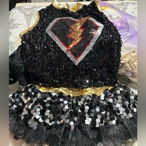 Black and gold sequin superhero costume #HalloweenCostume #Superhero xl child